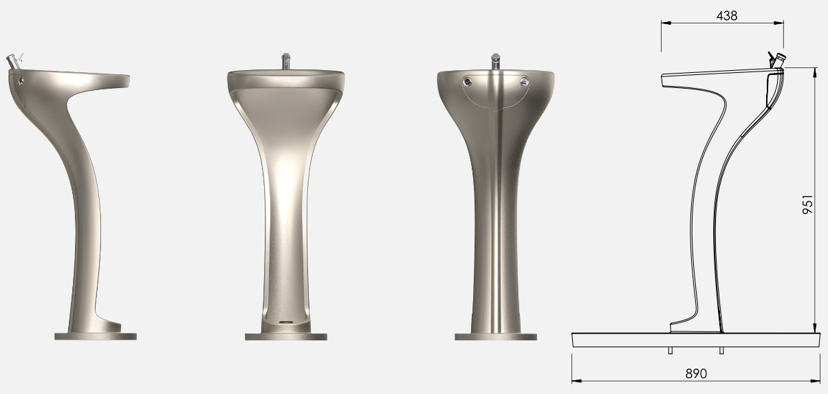 IONDESIGN drinking fountain - Dimensions